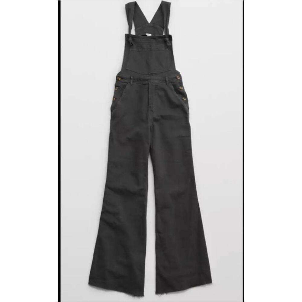 Aerie Smoked Gray Wide Leg Overalls NWT